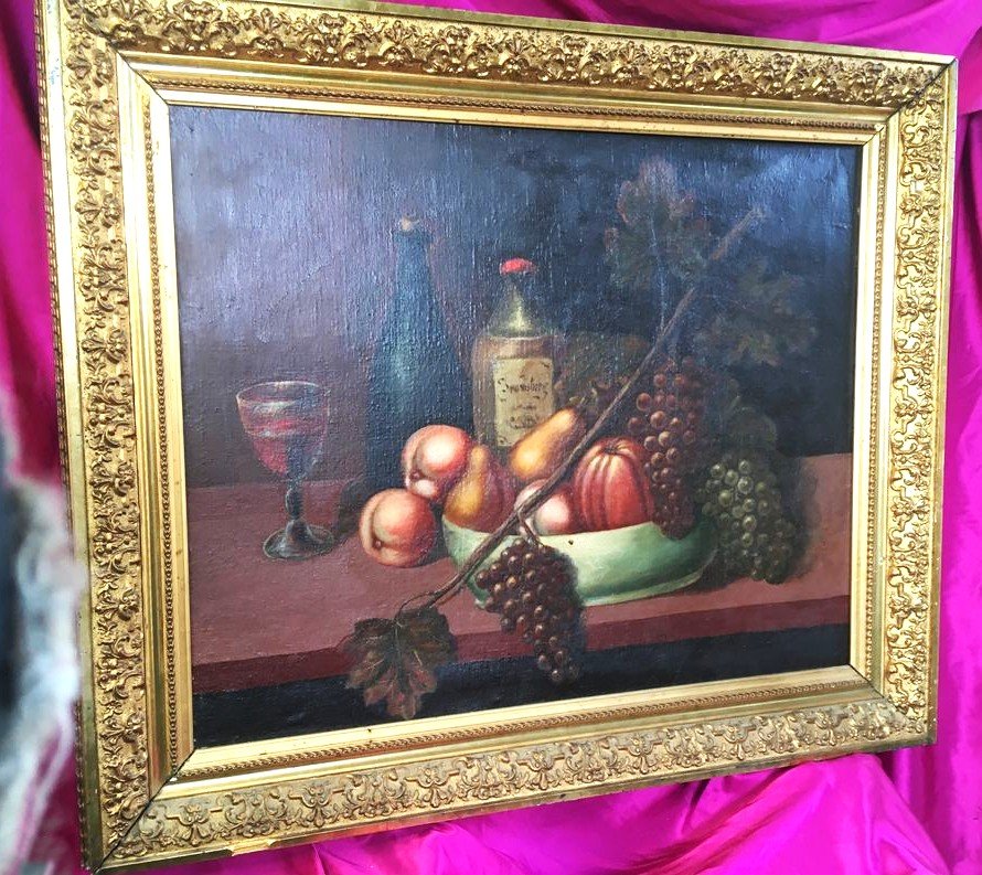 2 Large 19th-century Oil Paintings On Canvas-photo-2