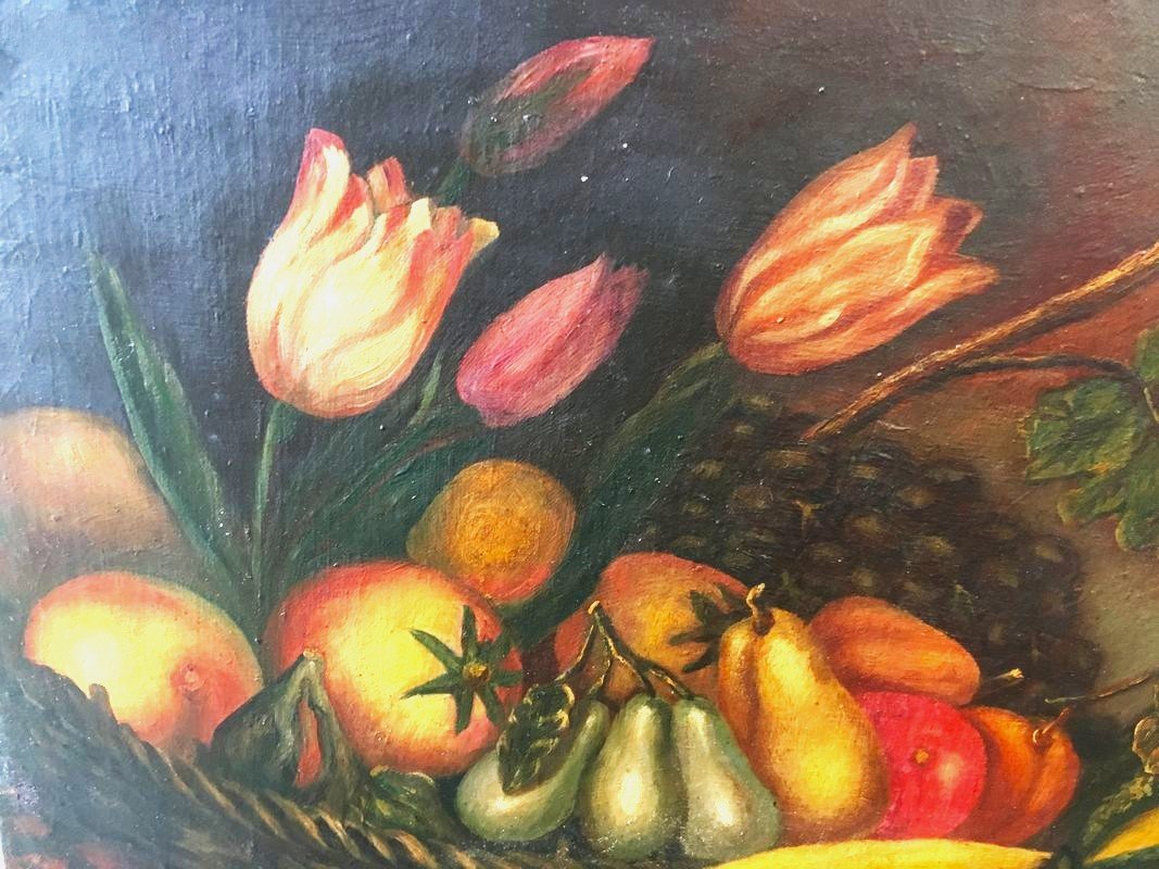 2 Large 19th-century Oil Paintings On Canvas-photo-3