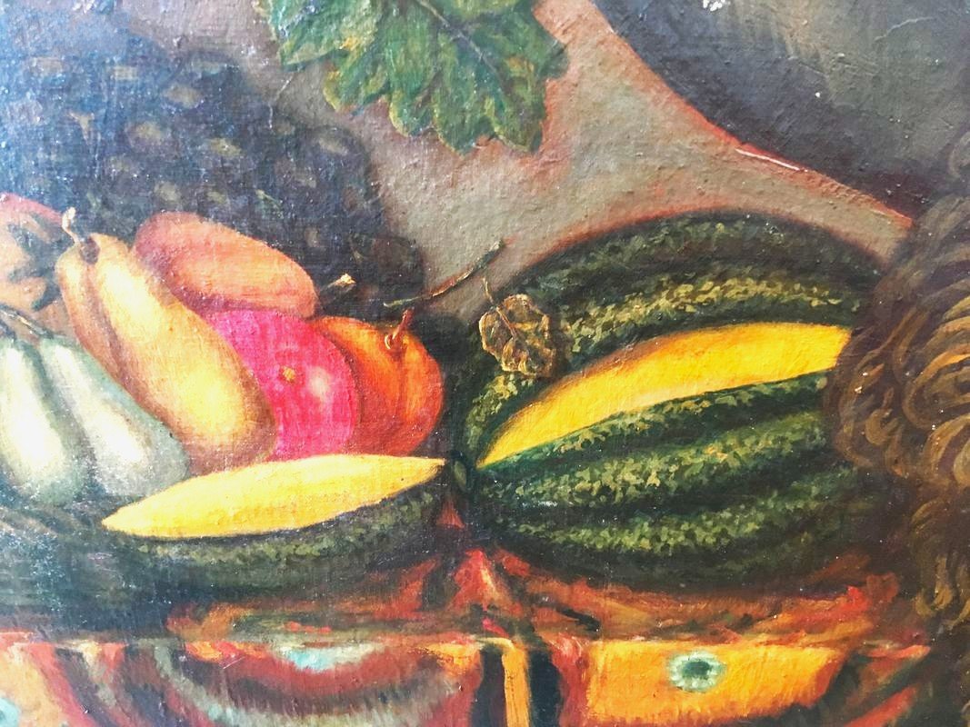 2 Large 19th-century Oil Paintings On Canvas-photo-4