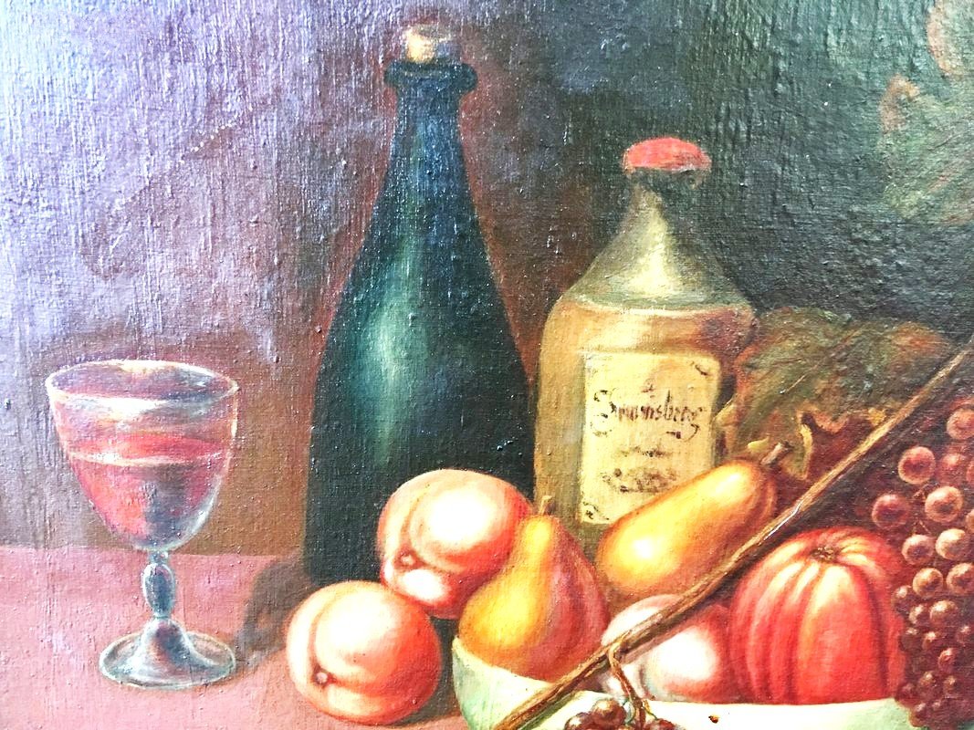 2 Large 19th-century Oil Paintings On Canvas-photo-2