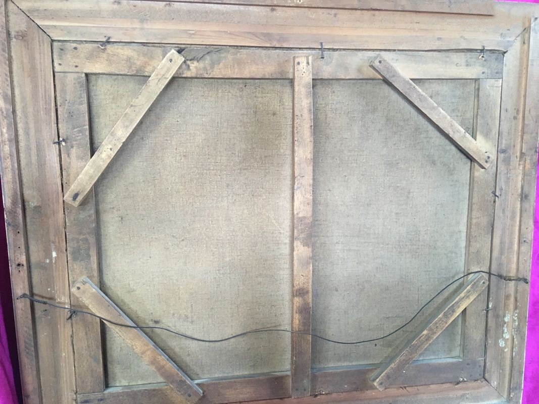 2 Large 19th-century Oil Paintings On Canvas-photo-6