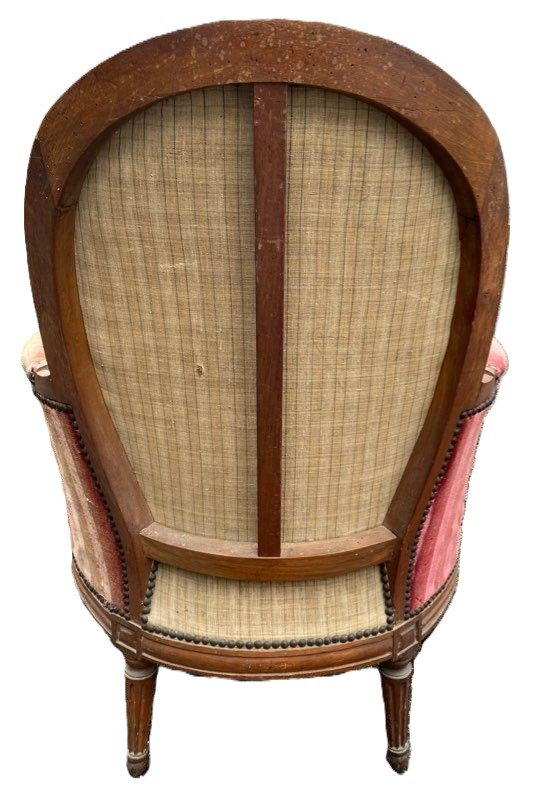 Louis XVI Bergère Chair, Stamped P. Bernard-photo-3