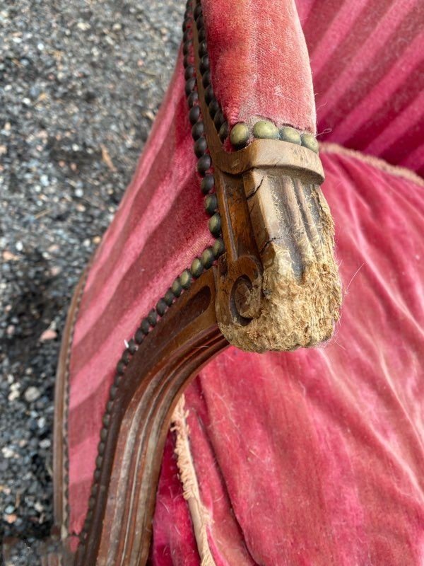 Louis XVI Bergère Chair, Stamped P. Bernard-photo-5
