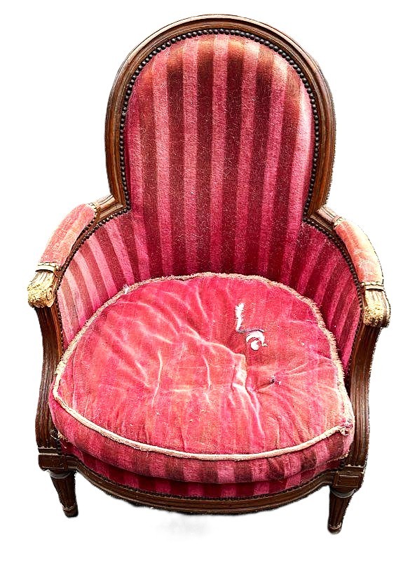 Louis XVI Bergère Chair, Stamped P. Bernard