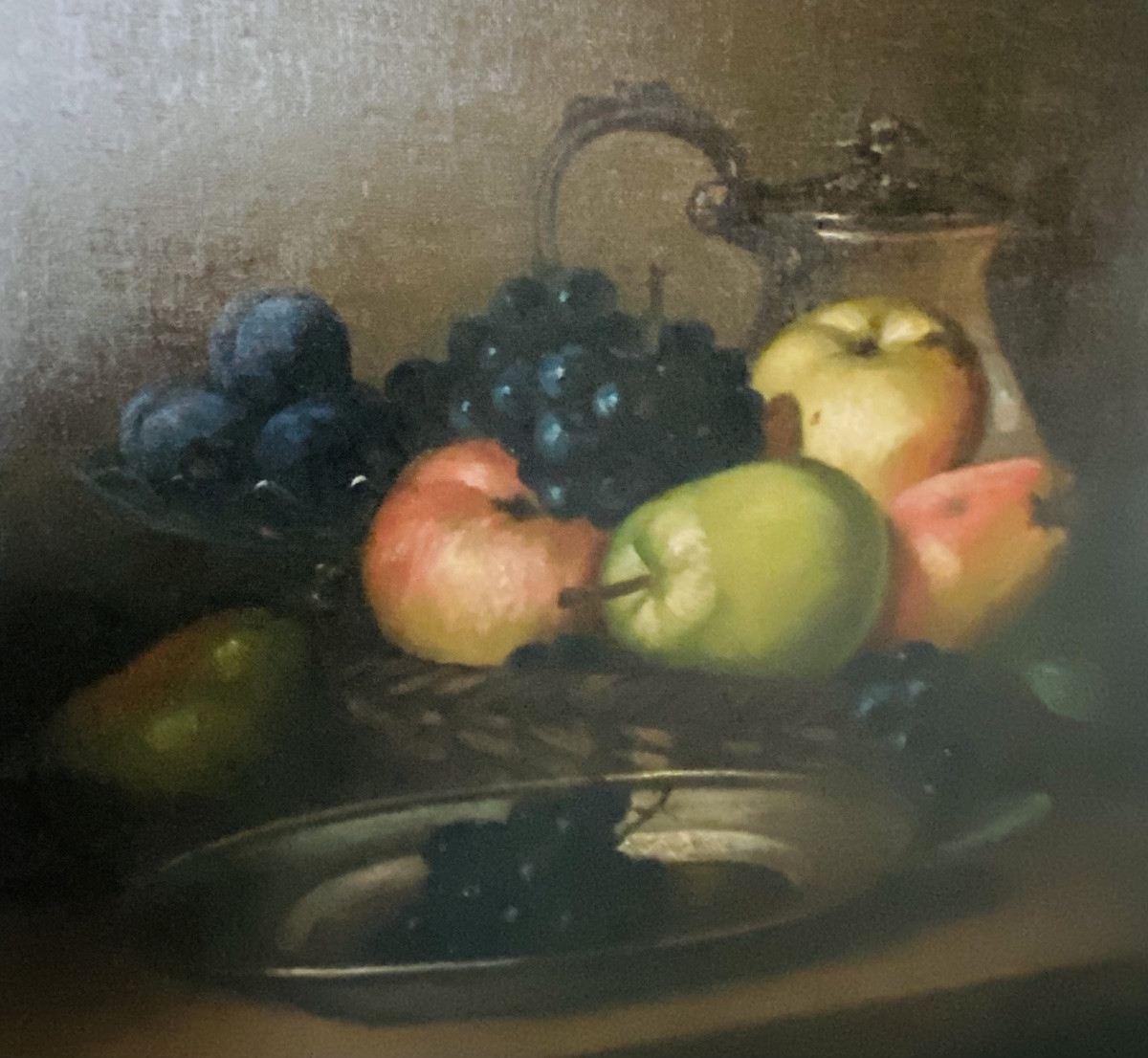 Tableau huile sur toile 19eme Nature morte au fruits . L. Lebrun -photo-3