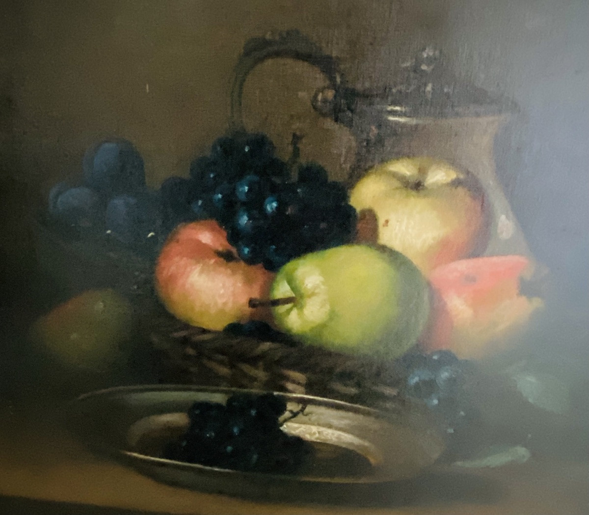 Tableau huile sur toile 19eme Nature morte au fruits . L. Lebrun -photo-4