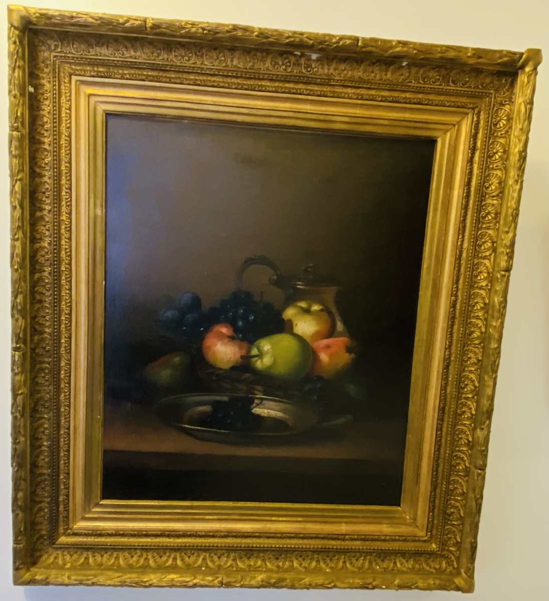 Tableau huile sur toile 19eme Nature morte au fruits . L. Lebrun 