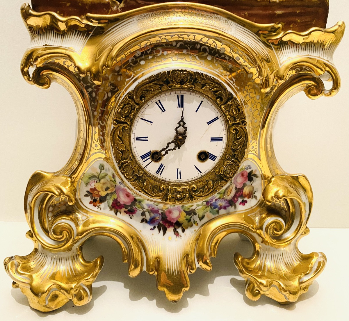 Pendule en porcelaine de Paris vers 1830 dans le goût de Jacob Petit-photo-3