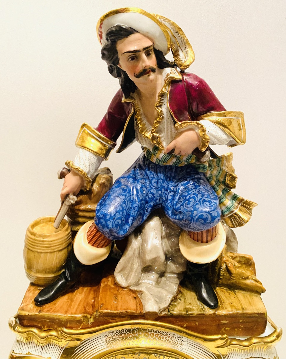 Pendule en porcelaine de Paris vers 1830 dans le goût de Jacob Petit-photo-4