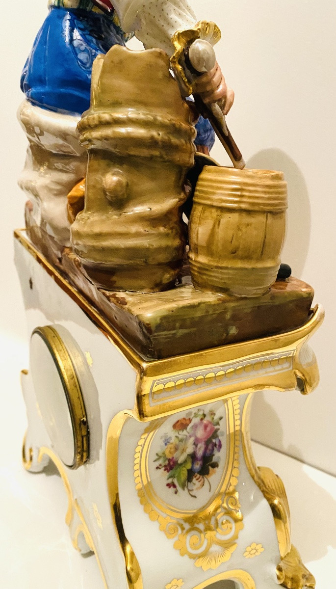 Pendule en porcelaine de Paris vers 1830 dans le goût de Jacob Petit-photo-6