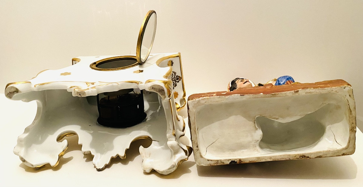 Pendule en porcelaine de Paris vers 1830 dans le goût de Jacob Petit-photo-8