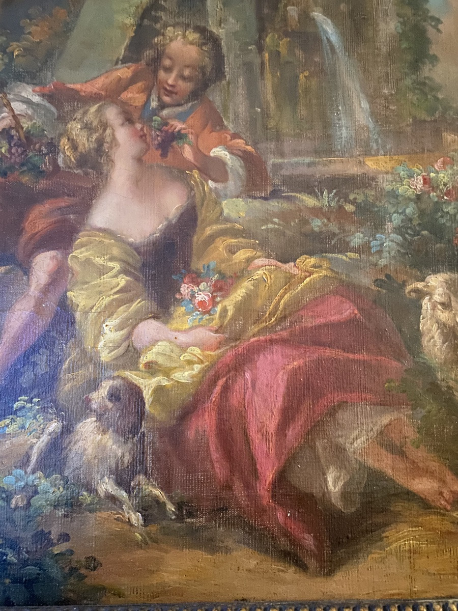 Trumeau Mirror, Painting On Canvas, 18th Century-photo-1