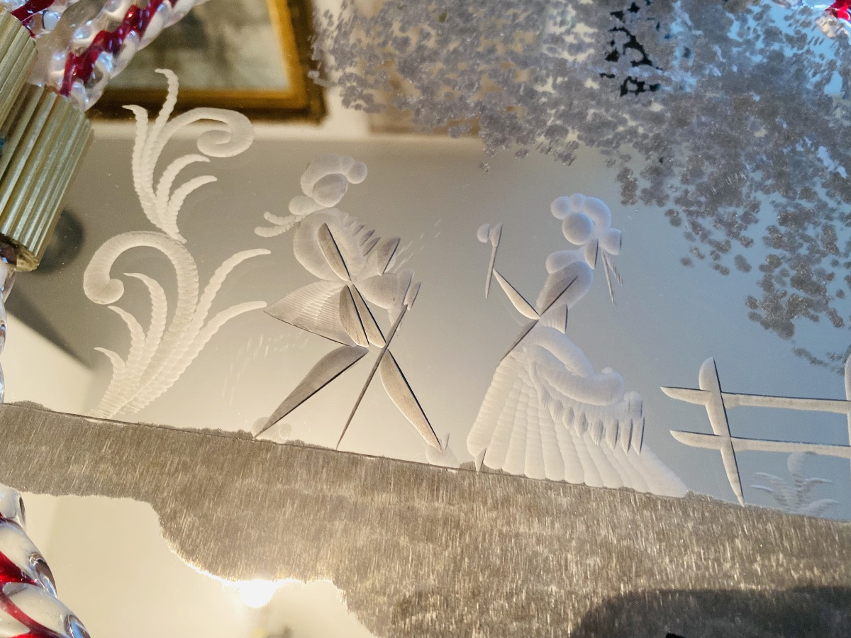 Glass Top And Murano Engraved Mirror By Barovier And Toso-photo-3