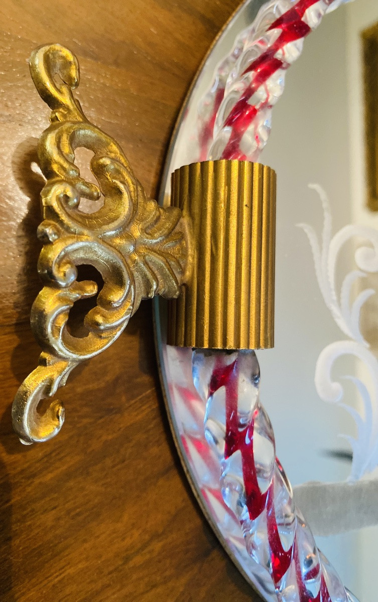 Glass Top And Murano Engraved Mirror By Barovier And Toso-photo-3