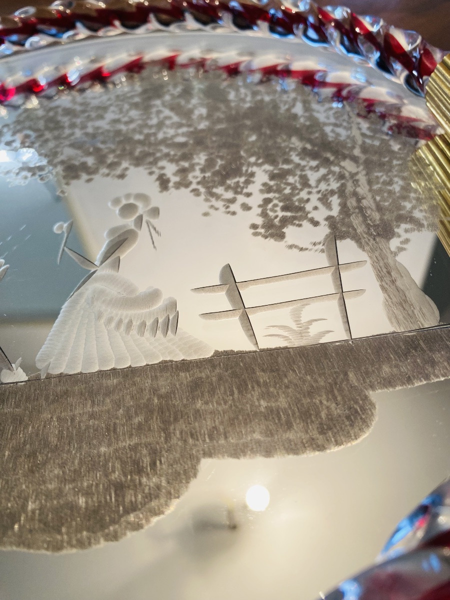 Glass Top And Murano Engraved Mirror By Barovier And Toso-photo-7
