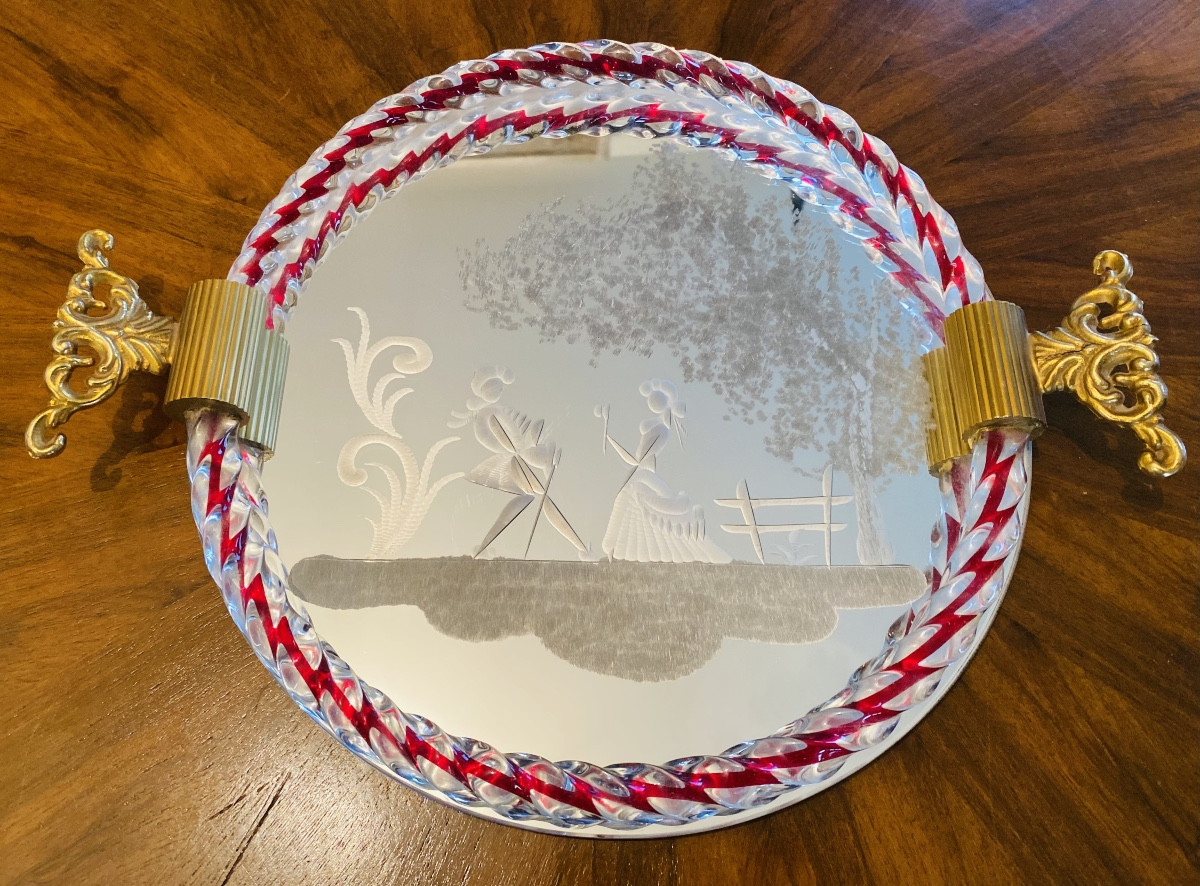 Glass Top And Murano Engraved Mirror By Barovier And Toso