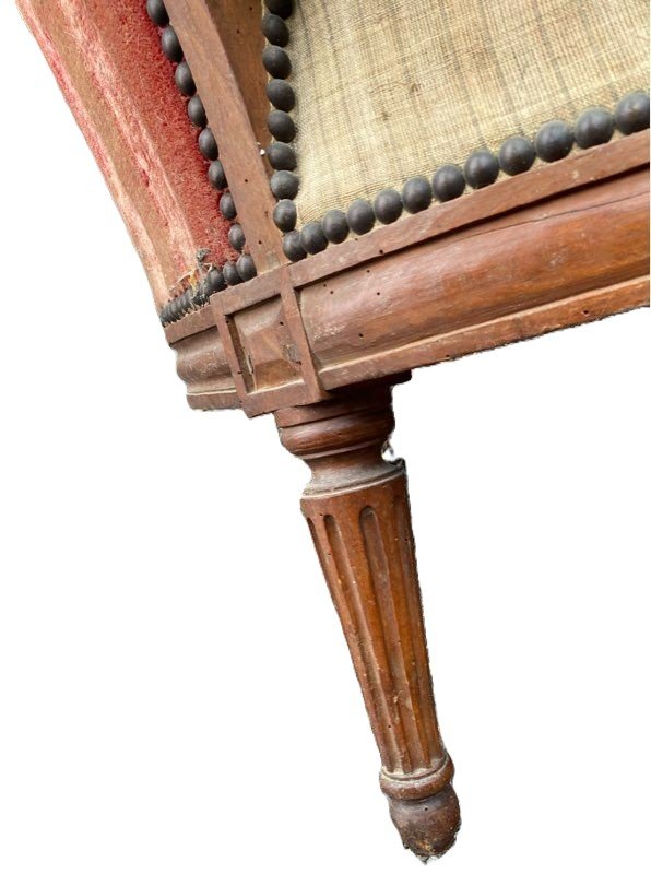 Louis XVI Bergère Chair Stamped P. Bernard-photo-2