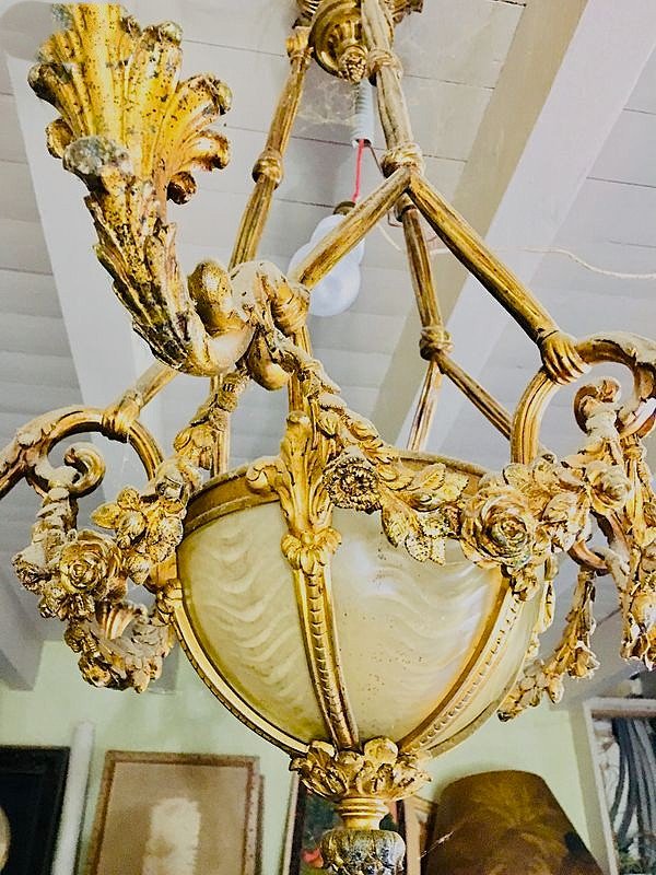  19th Century Gilt Bronze Chandelier-photo-3