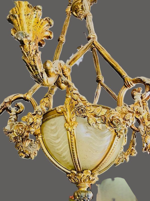  19th Century Gilt Bronze Chandelier-photo-4