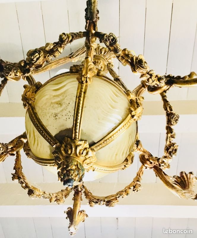  19th Century Gilt Bronze Chandelier-photo-1