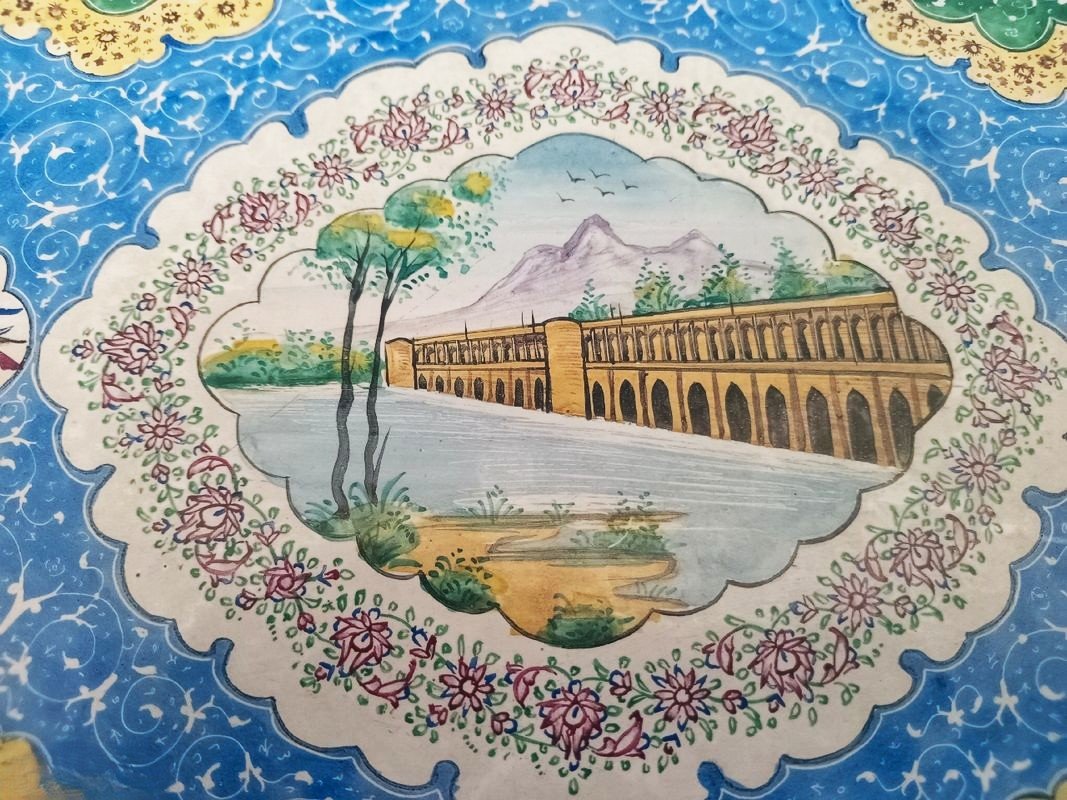 Service à thé ancien, travail persan, fabriqué en Iran, cristal de Baccarat, émaux sur cuivre -photo-4