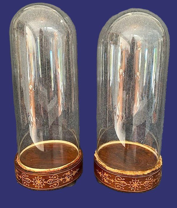 Exceptional Pair Of Large Blown Glass Globe Domes On Bases, Charles X Period-photo-2
