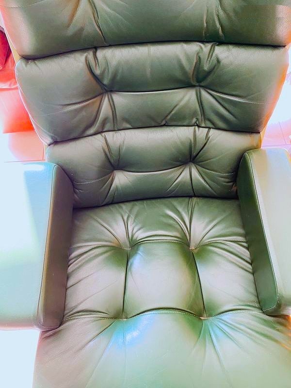 Fauteuil pivotant cuir et plexi Design 70’s Vintage-photo-4