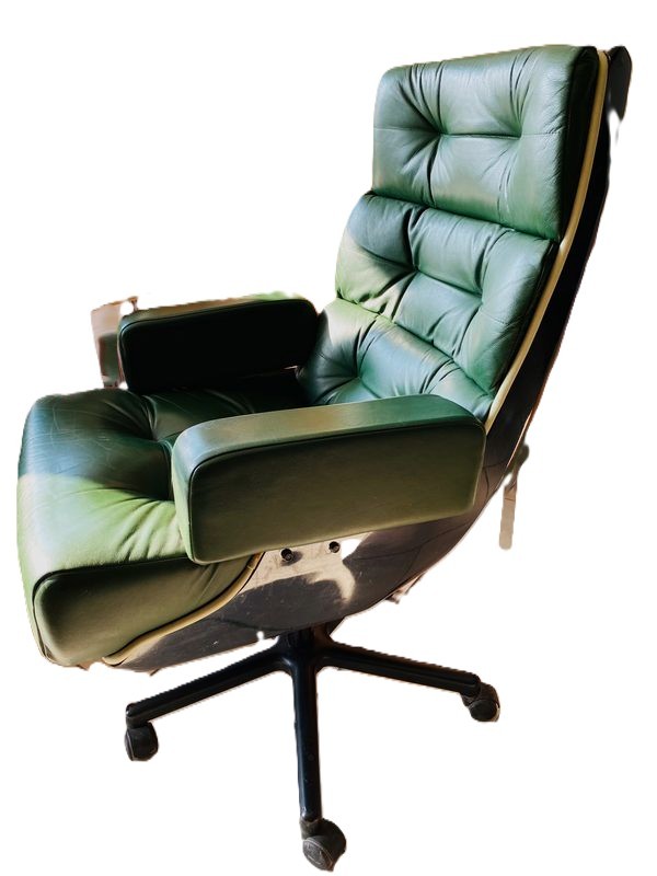 Fauteuil pivotant cuir et plexi Design 70’s Vintage