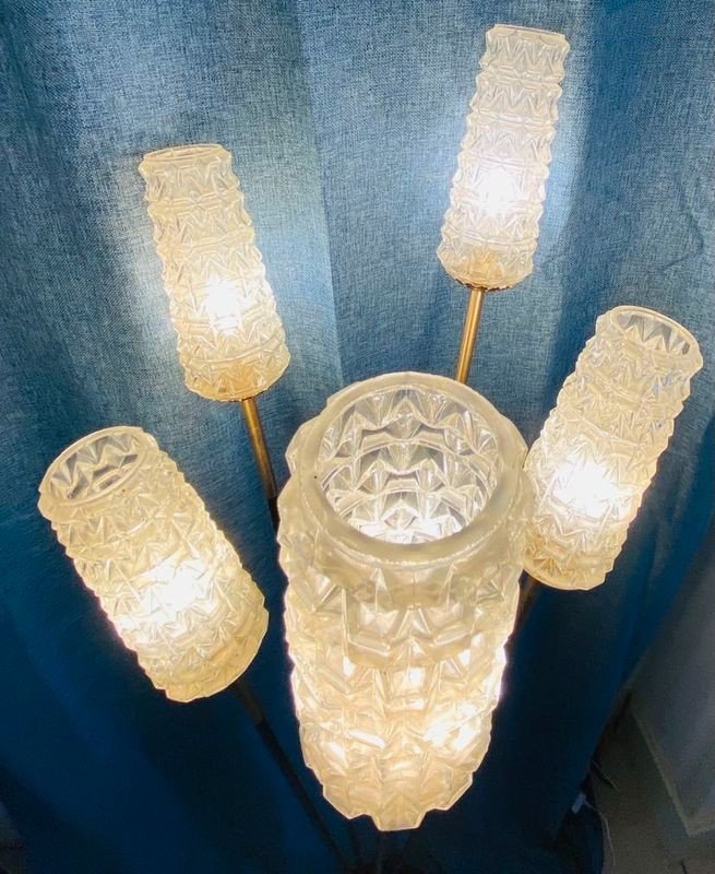 Lampadaire LUNEL (SFAR) avec 5 tulipes rétro design vintage années 60-photo-2