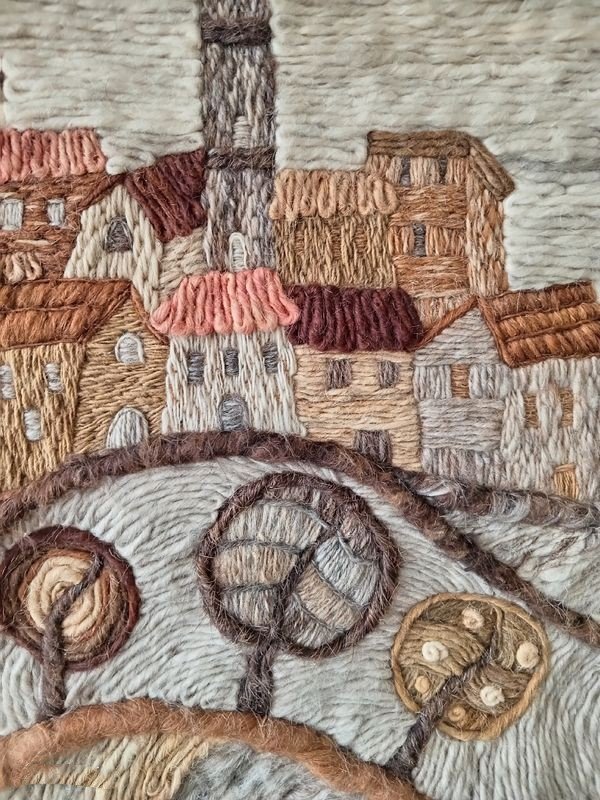 Tapisserie murale années 70 vintage en laine-photo-3