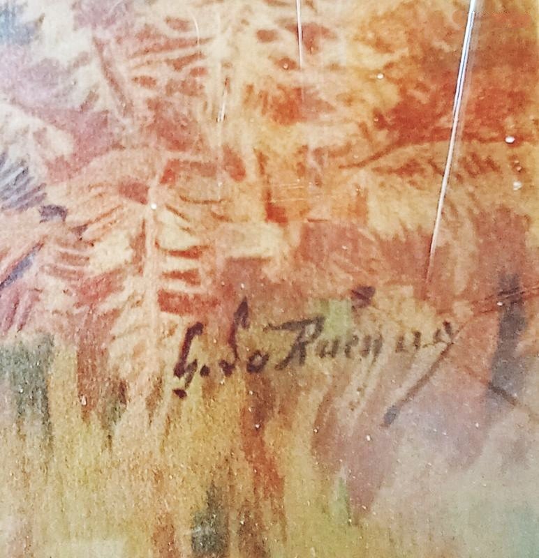 Paire de grandes gravures anciennes signées Georges LA ROCQUE (1839-1932)-photo-2