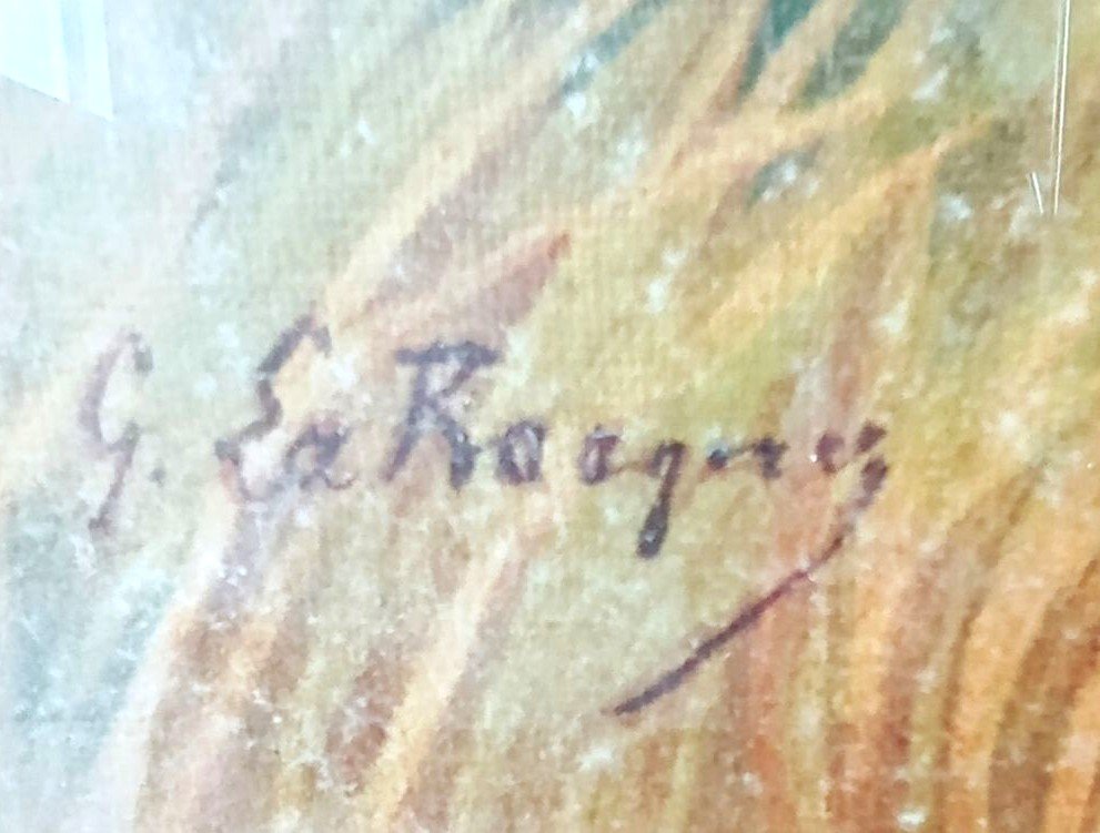 Paire de grandes gravures anciennes signées Georges LA ROCQUE (1839-1932)-photo-3