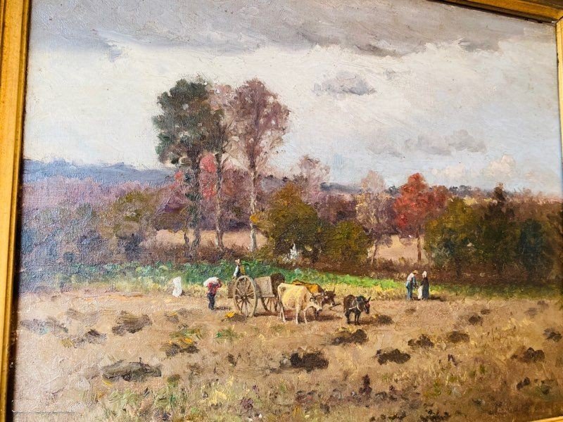Antique 19th-century Painting, Oil On Canvas, Pastoral Scene-photo-1