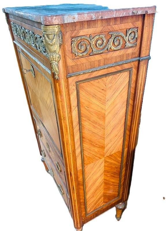Secretary Louis XVI Old Marquetry-photo-2