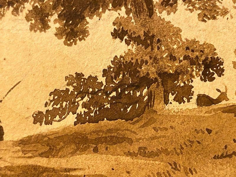 Ancien dessin lavis sépia  Pierre Louis de la Rive 19ème siècle-photo-2