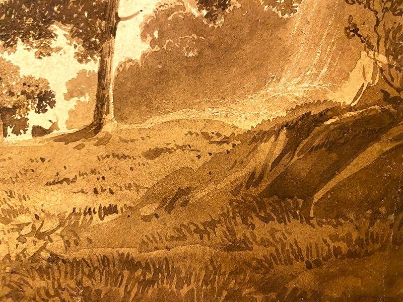 Ancien dessin lavis sépia  Pierre Louis de la Rive 19ème siècle-photo-3