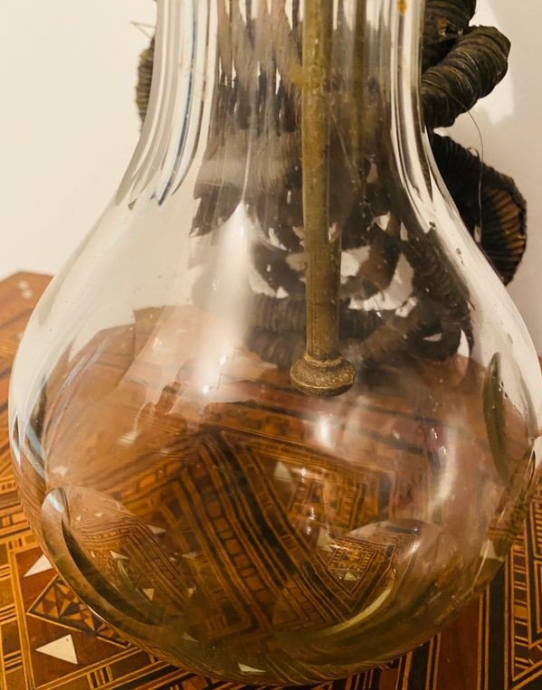 Narguilé chicha cristal et bronze époque 19ème siècle-photo-4