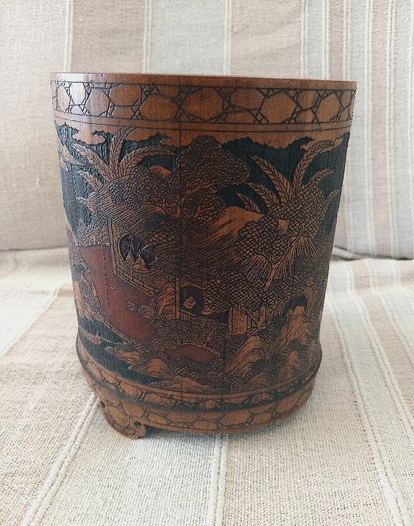 Brush Holder - Bamboo Brush Pot, Known As Bitong, China Or Japan, 19th/20th Century
