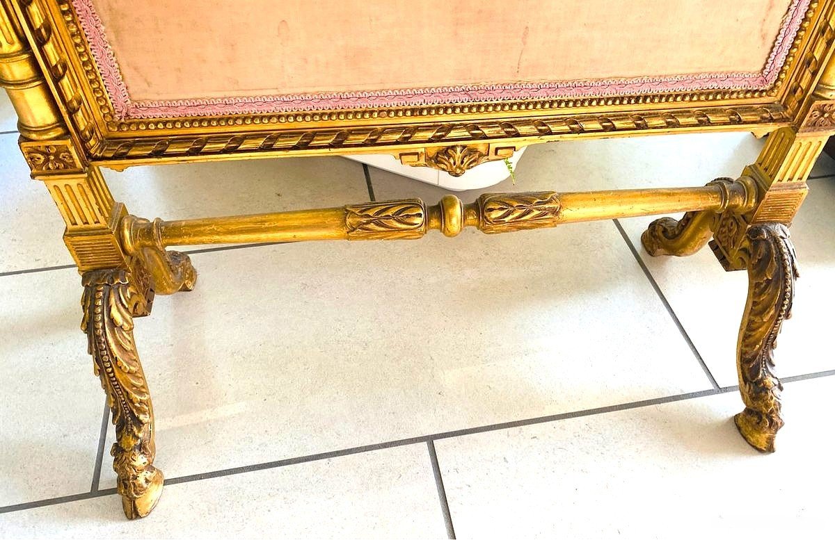 Superbe écran de cheminée ancien style Louis XVI-photo-4
