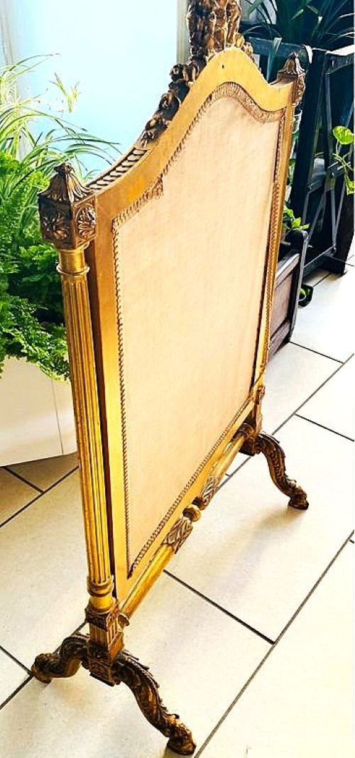 Superbe écran de cheminée ancien style Louis XVI-photo-1