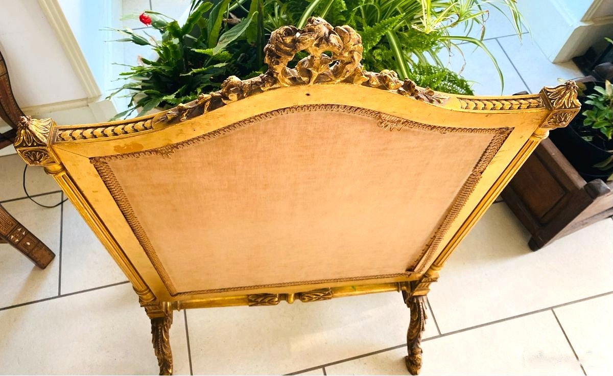 Superbe écran de cheminée ancien style Louis XVI-photo-3