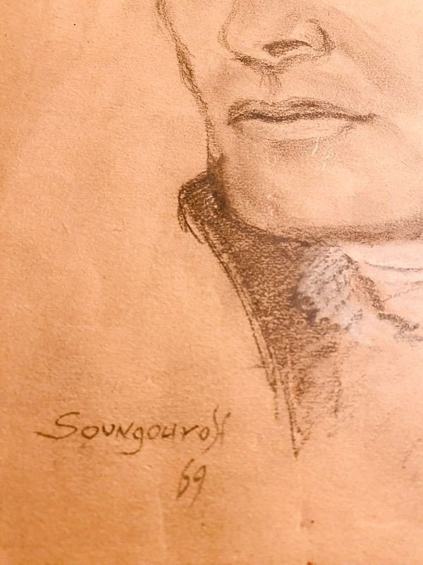 Dessin ancien signé SOUNGOUROFF Portrait de Jean MARAIS-photo-2