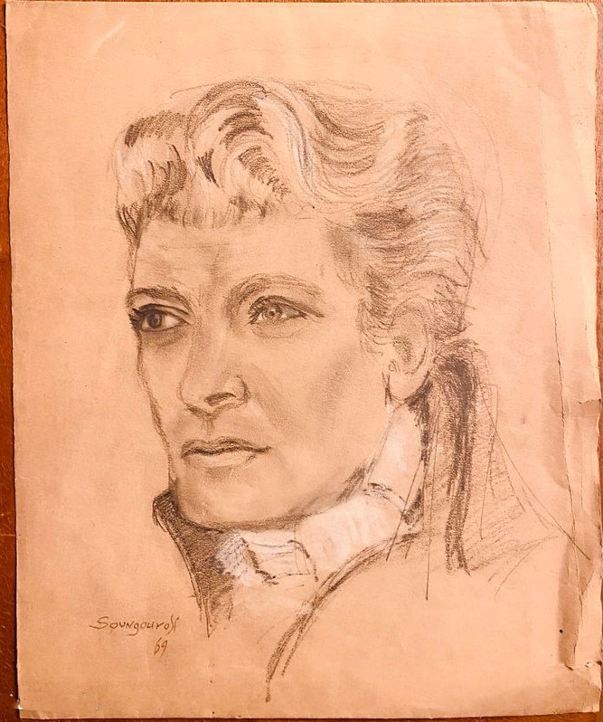 Dessin ancien signé SOUNGOUROFF Portrait de Jean MARAIS