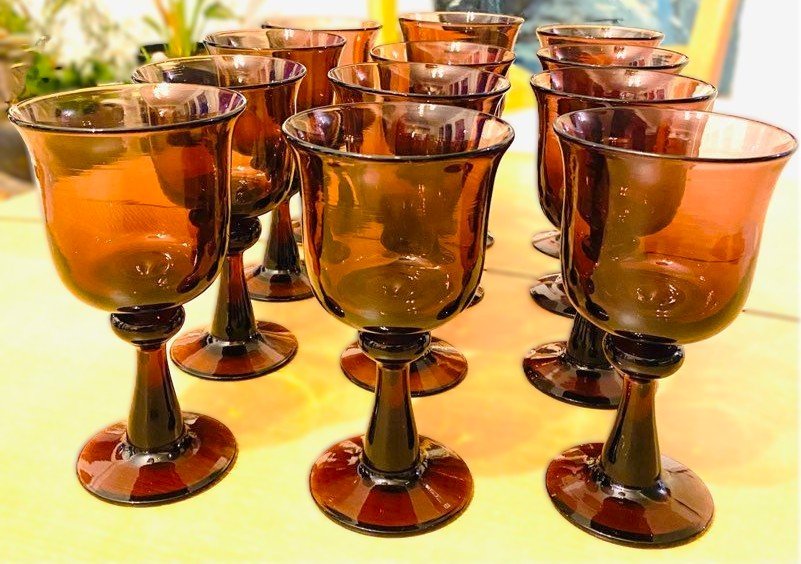 Rare suite de 12 verres Murano 70’s vintage-photo-2