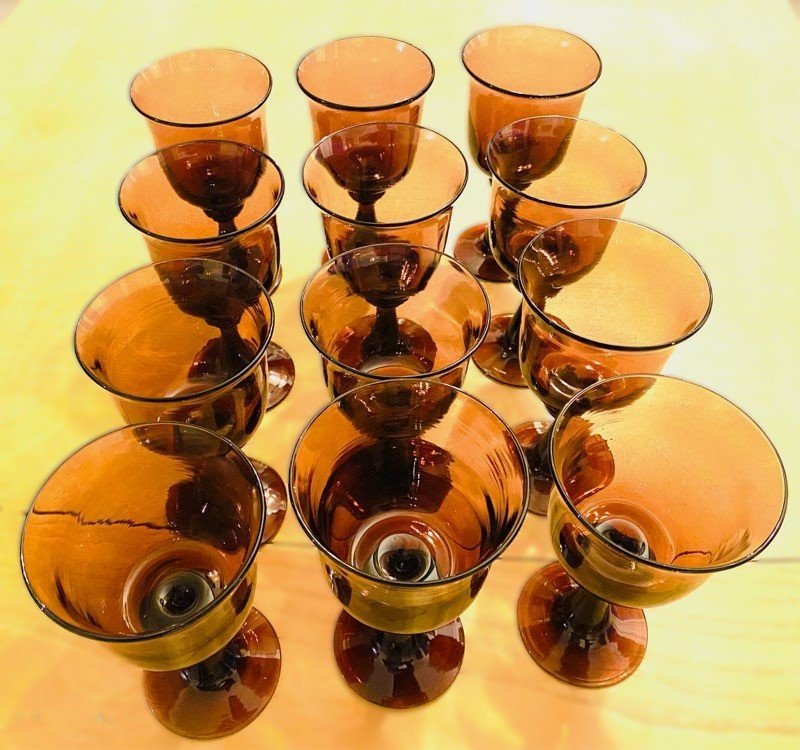 Rare suite de 12 verres Murano 70’s vintage-photo-4