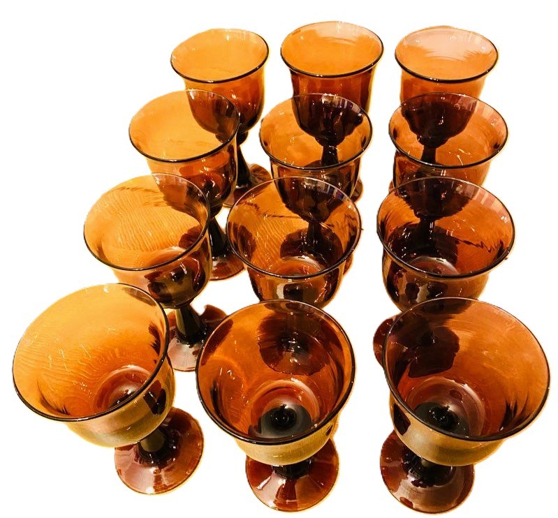 Rare suite de 12 verres Murano 70’s vintage