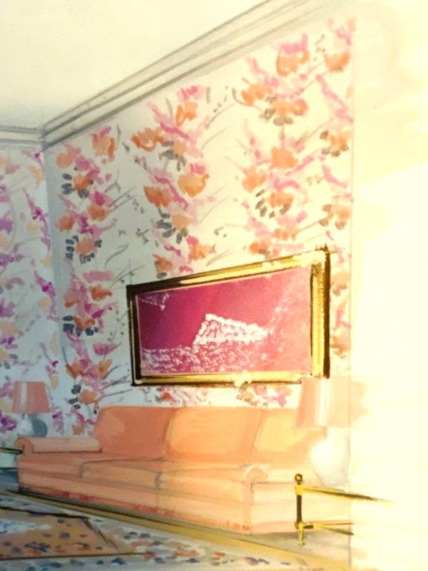 Ancienne aquarelle décoration demeure Princière par Maison Mercier à Paris-photo-1