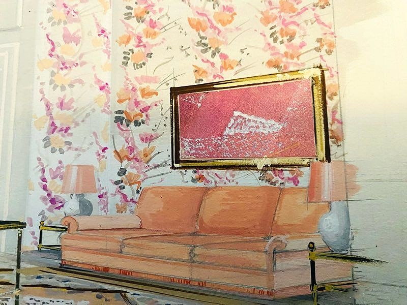 Ancienne aquarelle décoration demeure Princière par Maison Mercier à Paris-photo-4