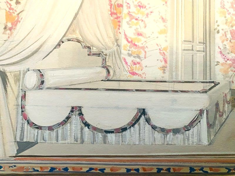 Ancienne aquarelle décoration demeure Princière par Maison Mercier à Paris-photo-6