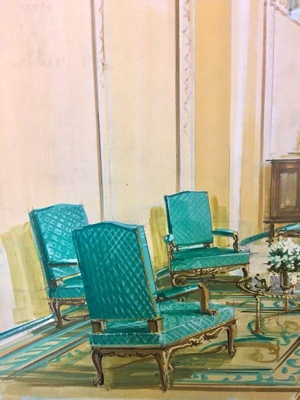 Aquarelle originale Décoration appartement  Prince Khalid Bin Fahad par la Maison Mercier Paris-photo-3